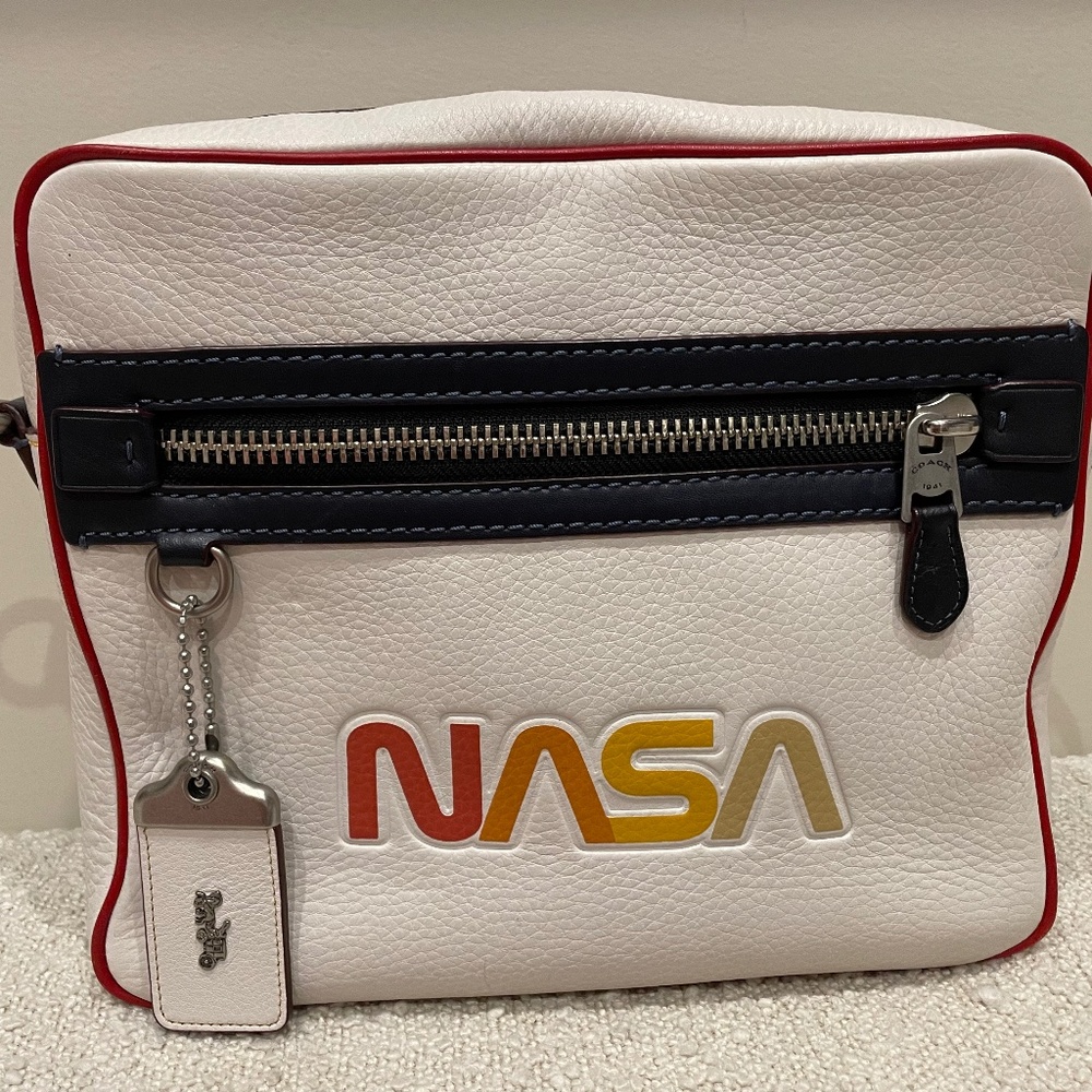 COACH X NASA 1941 Dylan Embossed Space Cosmic Messenger Shoulder Bag White